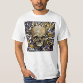 Mardi Gras-kralen en schedel T-shirt