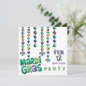 Mardi Gras Kralen Feest Kaart (Staand voorkant)