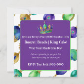Mardi Gras Kralen Feest Kaart (Achterkant)