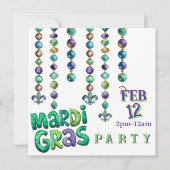 Mardi Gras Kralen Feest Kaart (Voorkant)
