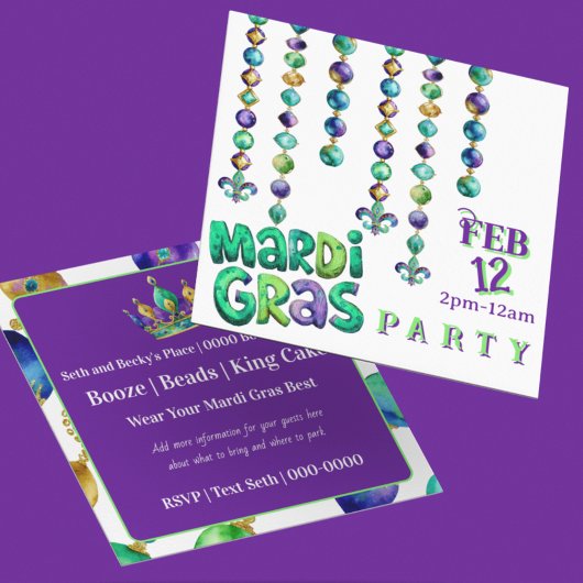 Mardi Gras Kralen Feest Kaart