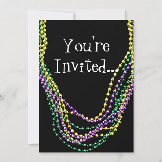 Mardi Gras Kralen Kettingen Invitation Kaart (Voorkant)