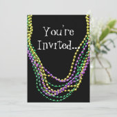 Mardi Gras Kralen Kettingen Invitation Kaart (Staand voorkant)