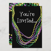 Mardi Gras Kralen Kettingen Invitation Kaart (Voorkant / Achterkant)