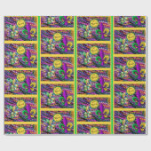 Mardi Gras Kralen Masker Fleur de Lis Cadeaupapier (Vlak)