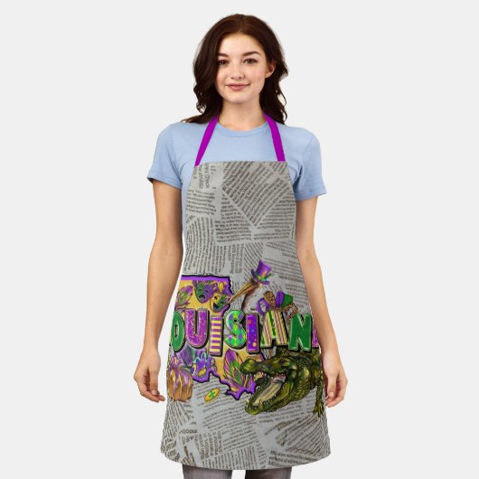 Mardi Gras  krant King Cake Alligator Schort (Gedragen)