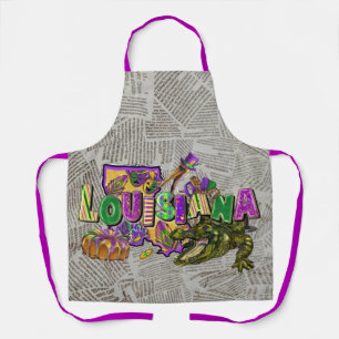 Mardi Gras krant King Cake Alligator Schort