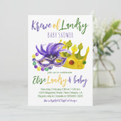 Mardi Gras Krewe Baby shower Invitation Kaart (Staand voorkant)