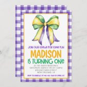 Mardi Gras Krewe Coquette Boog Eerste Verjaardag Kaart (Voorkant / Achterkant)