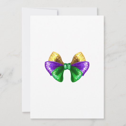 Mardi Gras Krewe Coquette Bow First Birthday Kaart (Achterkant)