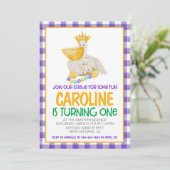 Mardi Gras Krewe Eerste Uitnodiging Verjaardag (Staand voorkant)