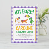 Mardi Gras Krewe Eerste Uitnodiging Verjaardag (Staand voorkant)