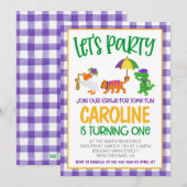 Mardi Gras Krewe Eerste Uitnodiging Verjaardag (Voorkant / Achterkant)