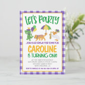 Mardi Gras Krewe Eerste Uitnodiging Verjaardag (Staand voorkant)