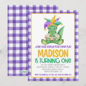 Mardi Gras Krewe Eerste Uitnodiging Verjaardag (Voorkant / Achterkant)