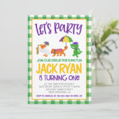 Mardi Gras Krewe Eerste Uitnodiging Verjaardag (Staand voorkant)