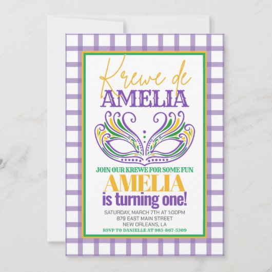 Mardi Gras Krewe eerste verjaardag Kaart (Voorkant)