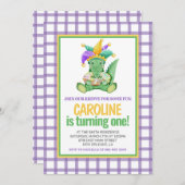 Mardi Gras Krewe Gator King Cake Eerste Verjaardag Kaart (Voorkant / Achterkant)