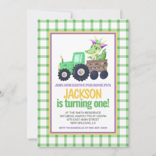 Mardi Gras Krewe Gator Tractor Cake eerste verjaar Kaart
