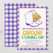 Mardi Gras Krewe Marching Boots eerste verjaardag Kaart (Voorkant / Achterkant)