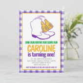 Mardi Gras Krewe Marching Boots eerste verjaardag Kaart (Staand voorkant)