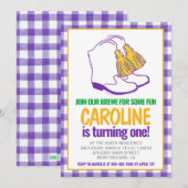 Mardi Gras Krewe Marching Boots eerste verjaardag Kaart (Voorkant / Achterkant)