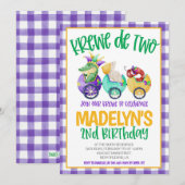 Mardi Gras Krewe Tweede Uitnodiging Verjaardag (Voorkant / Achterkant)