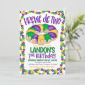 Mardi Gras Krewe Tweede Uitnodiging Verjaardag (Staand voorkant)