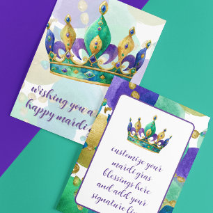 Mardi Gras-kroon met kralen Groeten Feestdagenkaart