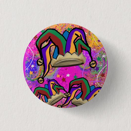 MARDI GRAS-KUNST RONDE BUTTON 3,2 CM (Voorkant)