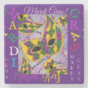 MARDI GRAS KUNST        STENEN ONDERZETTER