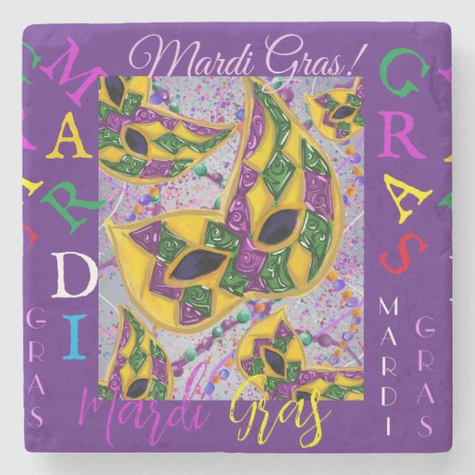 MARDI GRAS KUNST        STENEN ONDERZETTER (Voorkant)