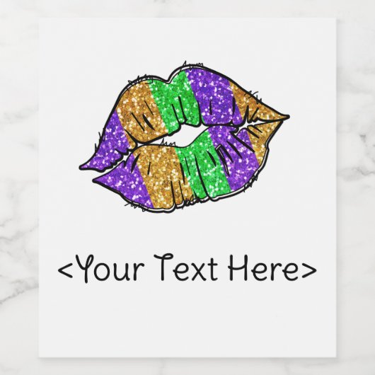 Mardi Gras Kus Fleslabels Wijn Etiket (Enkel label)