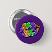 Mardi Gras Kus Knop Ronde Button 5,7 Cm (Voorkant /achterkant)