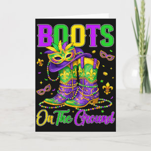 Mardi Gras Laarzen Op De Grond Cowgirl Westers Bla Kaart