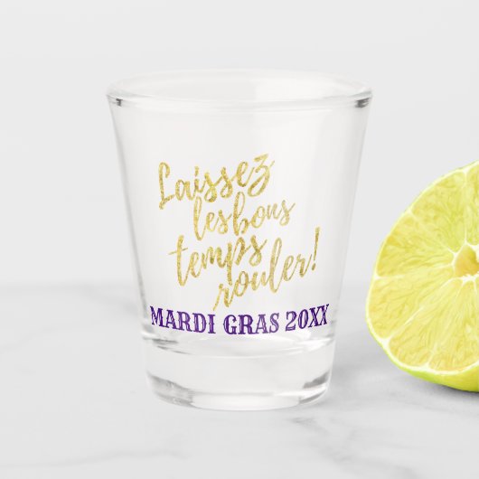 Mardi Gras | Laat de Goede Tijden draaien Shot Glas (Voorkant)