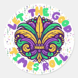 Mardi Gras Laat de goede tijden rollen Ronde Sticker