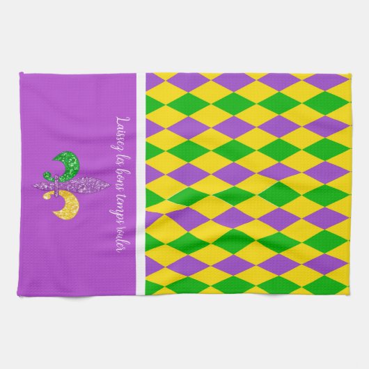 Mardi Gras. Laat de Good Times Roll Kitchen Towel Theedoek (Horizontaal)