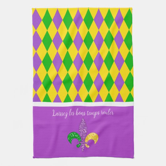 Mardi Gras. Laat de Good Times Roll Kitchen Towel Theedoek (Verticaal)