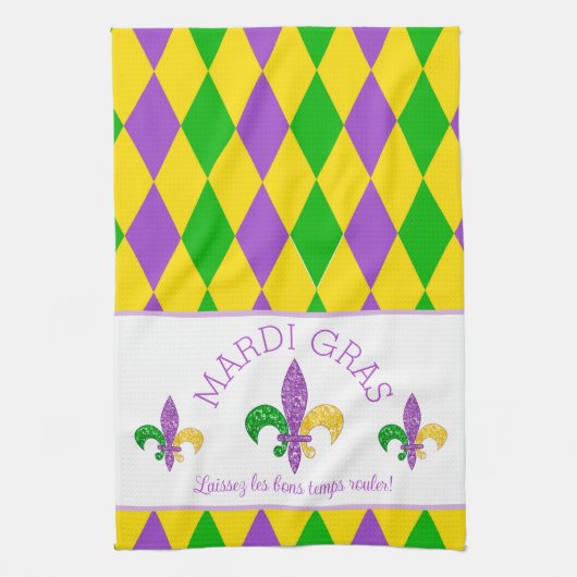 Mardi Gras. Laat de keukenhanddoek voor de Good Ti (Verticaal)