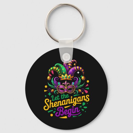 Mardi Gras laat de Shenanigans beginnen met Mannen Sleutelhanger (Voorkant)
