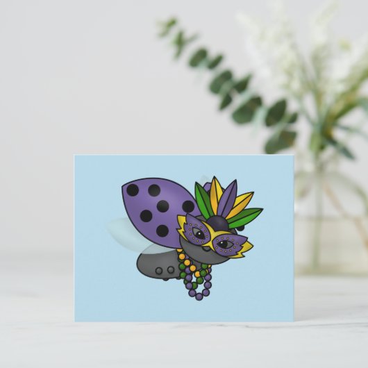 Mardi Gras Ladybug Briefkaart (Staand voorkant)