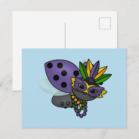 Mardi Gras Ladybug Briefkaart (Voorkant / Achterkant)