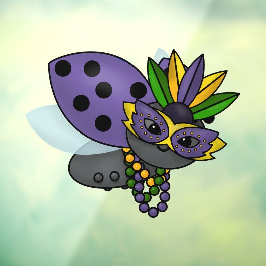 Mardi Gras Ladybug Raamsticker (Vel 3)