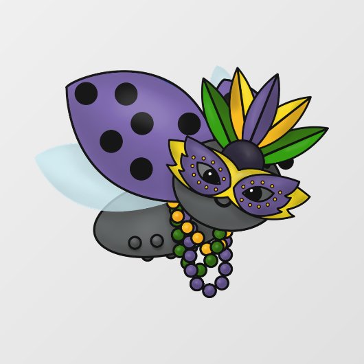 Mardi Gras Ladybug Raamsticker (Vel)