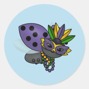 Mardi Gras Ladybug Ronde Sticker