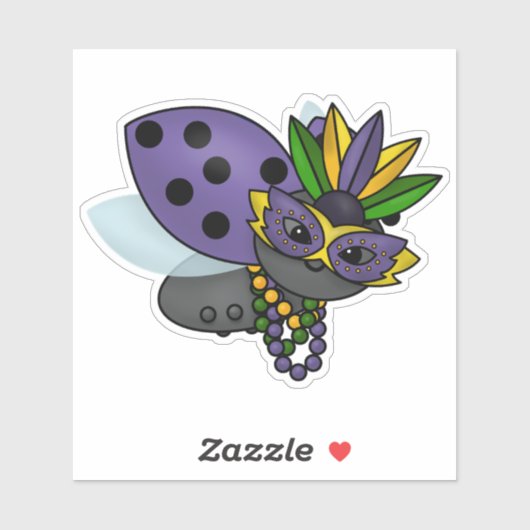 Mardi Gras Ladybug Sticker (Vel)