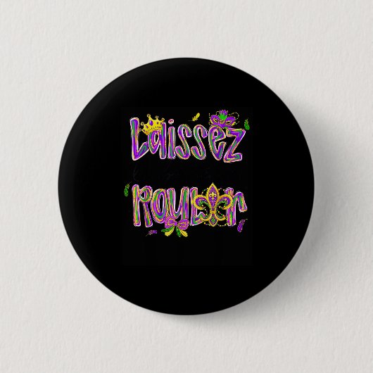 Mardi Gras Laissez Les Bon Temps Rouler Beads Fleu Ronde Button 5,7 Cm (Voorkant)