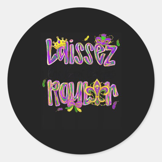 Mardi Gras Laissez Les Bon Temps Rouler Beads Fleu Ronde Sticker (Voorkant)