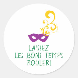 Mardi Gras Laissez Les Bon Temps Rouler, Masker Ronde Sticker